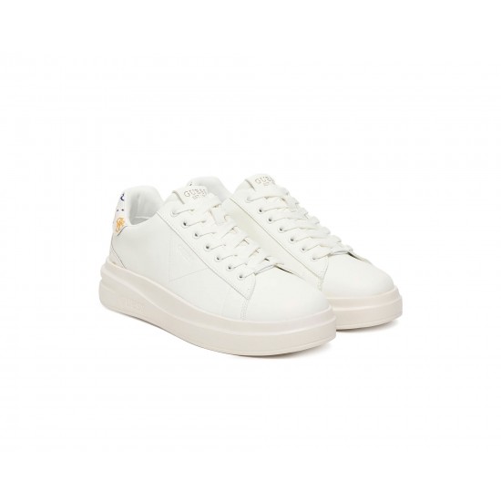Guess Elbina Γυναικεία Δερμάτινα Sneakers Λευκά