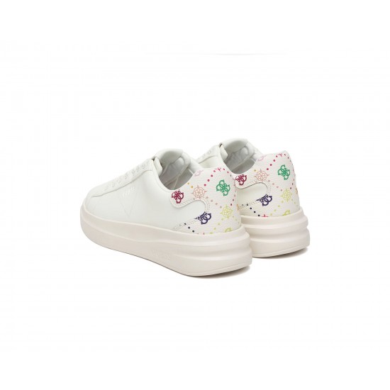 Guess Elbina Γυναικεία Δερμάτινα Sneakers Λευκά