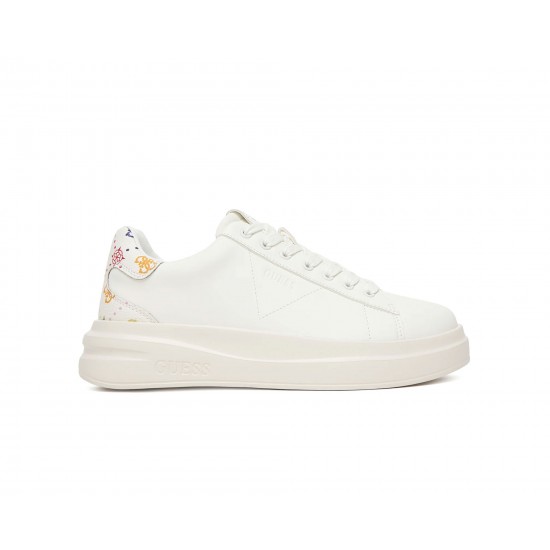 Guess Elbina Γυναικεία Δερμάτινα Sneakers Λευκά