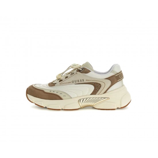 Guess Imeri Tan Γυναικεία Sneakers Εκρού/Καφέ