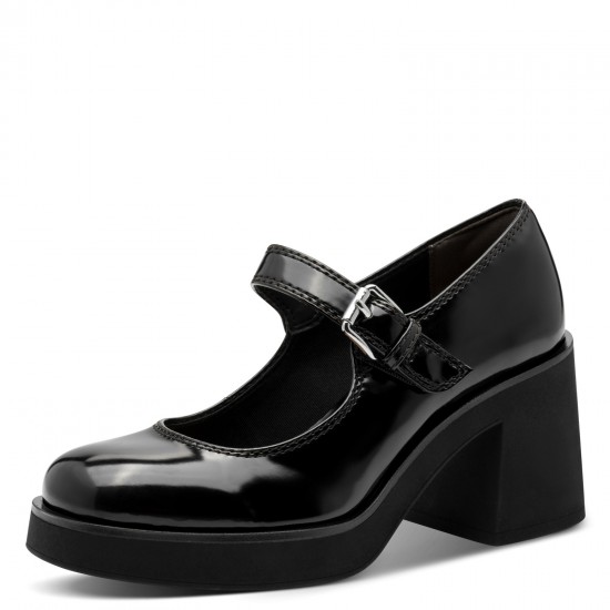 Tamaris Vegan Black Ανατομικές Γόβες Με Μπαρέτα Μαύρες 1-22409-45-001