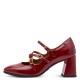 Tamaris Vegan Red Ανατομικές Γόβες Με Τριπλή Μπαρέτα Κόκκινες