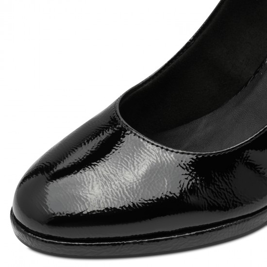 Tamaris Vegan Black Ανατομικές Γόβες Με Μπαρέτα Μαύρες