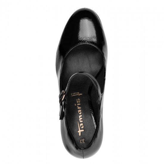 Tamaris Vegan Black Ανατομικές Γόβες Με Μπαρέτα Μαύρες