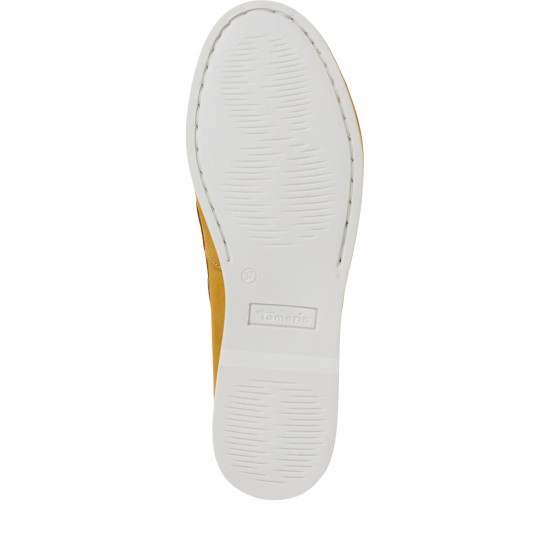 Tamaris Δερμάτινα Γυναικεία Boat Shoes σε Κίτρινο Χρώμα