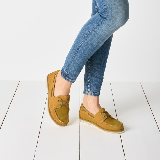 Tamaris Δερμάτινα Γυναικεία Boat Shoes σε Κίτρινο Χρώμα