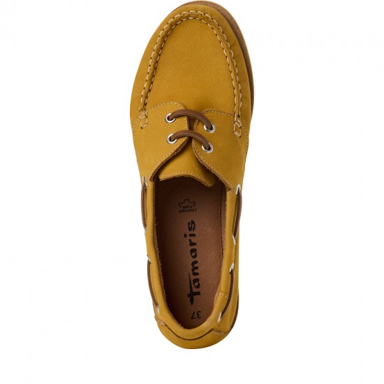 Tamaris Δερμάτινα Γυναικεία Boat Shoes σε Κίτρινο Χρώμα
