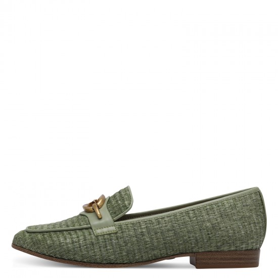 Tamaris Δερμάτινα Γυναικεία Loafers σε Πράσινο Χρώμα 
