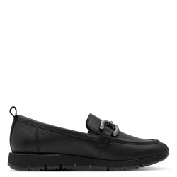 Tamaris Black Ανατομικά Δερμάτινα Loafers Μαύρα
