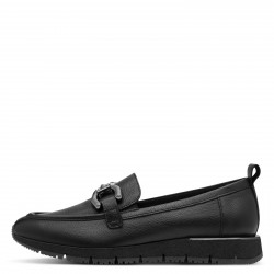 Tamaris Black Ανατομικά Δερμάτινα Loafers Μαύρα