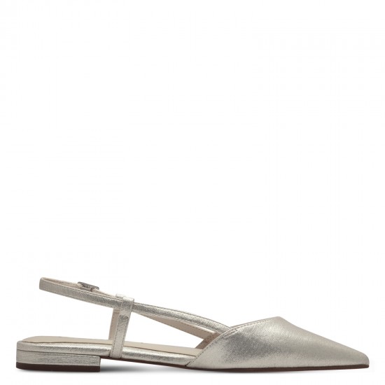 Tamaris Vegan Champagne Γυναικείες Ανατομικές Μπαλαρίνες Slingback Μπεζ/Χρυσές