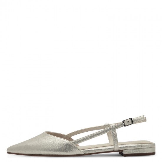 Tamaris Vegan Champagne Γυναικείες Ανατομικές Μπαλαρίνες Slingback Μπεζ/Χρυσές