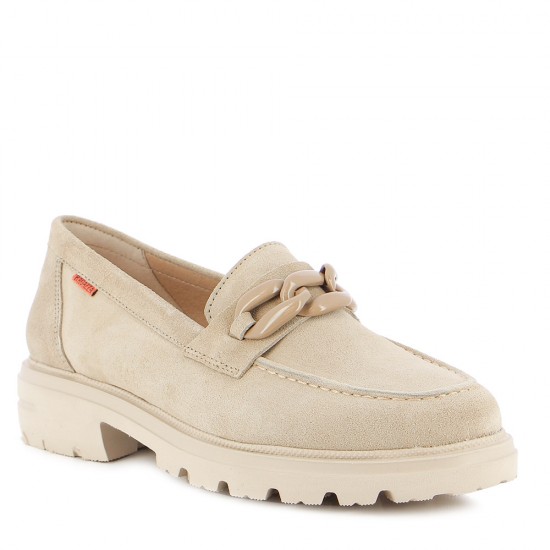 Ragazza Δερμάτινα Γυναικεία Loafers σε Μπεζ Χρώμα