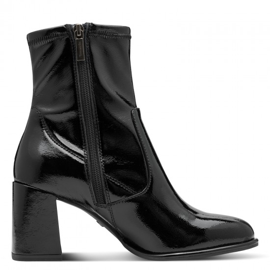 Tamaris Vegan Black Patent Ανατομικά Μποτάκια Μαύρα Λουστρίνι