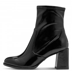 Tamaris Vegan Black Patent Ανατομικά Μποτάκια Μαύρα Λουστρίνι