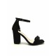 Envie Shoes Suede Γυναικεία Πέδιλα με Χοντρό Ψηλό Τακούνι σε Μαύρο Χρώμα V65-15367-34