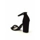 Envie Shoes Suede Γυναικεία Πέδιλα με Χοντρό Ψηλό Τακούνι σε Μαύρο Χρώμα V65-15367-34