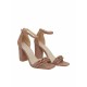 Envie Shoes Suede Γυναικεία Πέδιλα με Χοντρό Ψηλό Τακούνι σε NUDE Χρώμα V65-15367-90