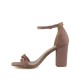 Envie Shoes Suede Γυναικεία Πέδιλα με Χοντρό Ψηλό Τακούνι σε NUDE Χρώμα V65-15367-90