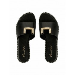Envie Shoes Δερμάτινα Γυναικεία Σανδάλια σε Μαύρο Χρώμα