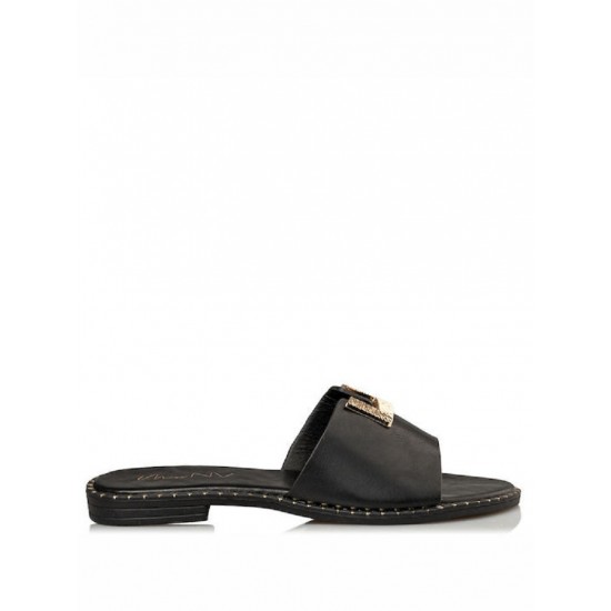Envie Shoes Δερμάτινα Γυναικεία Σανδάλια σε Μαύρο Χρώμα