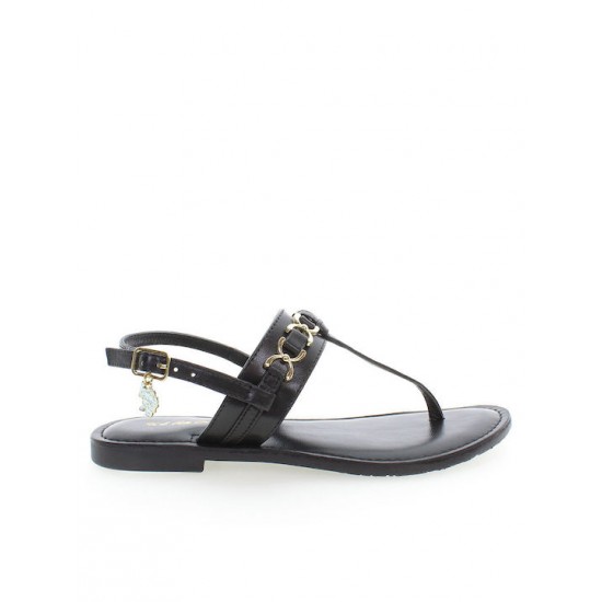 U.S. Polo Assn. linda 2 Δερμάτινα Γυναικεία Σανδάλια σε Μαύρο Χρώμα