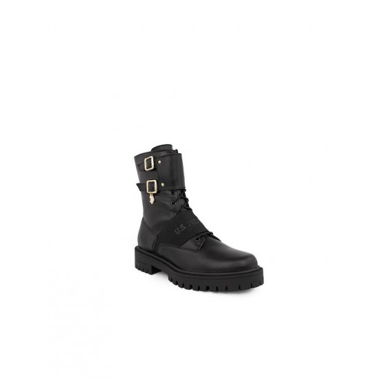 U.S. Polo Assn. Δερμάτινα Γυναικεία Μποτάκια Μαύρα KARMA006-LTH-BLK