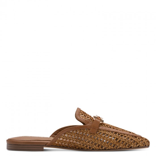 Tamaris Flat Δερμάτινα Mules σε Ταμπά Χρώμα