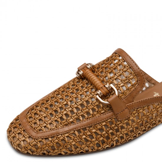 Tamaris Flat Δερμάτινα Mules σε Ταμπά Χρώμα