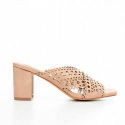 B-Soft Mules με Χοντρό Ψηλό Τακούνι Ροζ Χρυσό B-Soft Mules με Χοντρό Ψηλό Τακούνι Ροζ Χρυσό