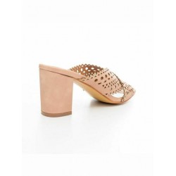 B-Soft Mules με Χοντρό Ψηλό Τακούνι Ροζ Χρυσό